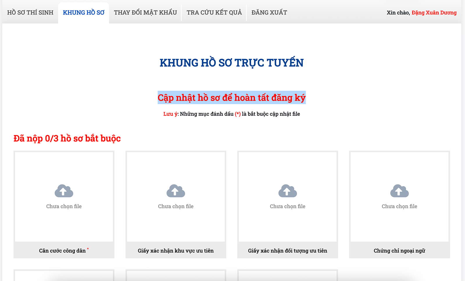 Hướng dẫn chỉnh sửa, cập nhật thông tin đăng ký sơ tuyển trực tuyến