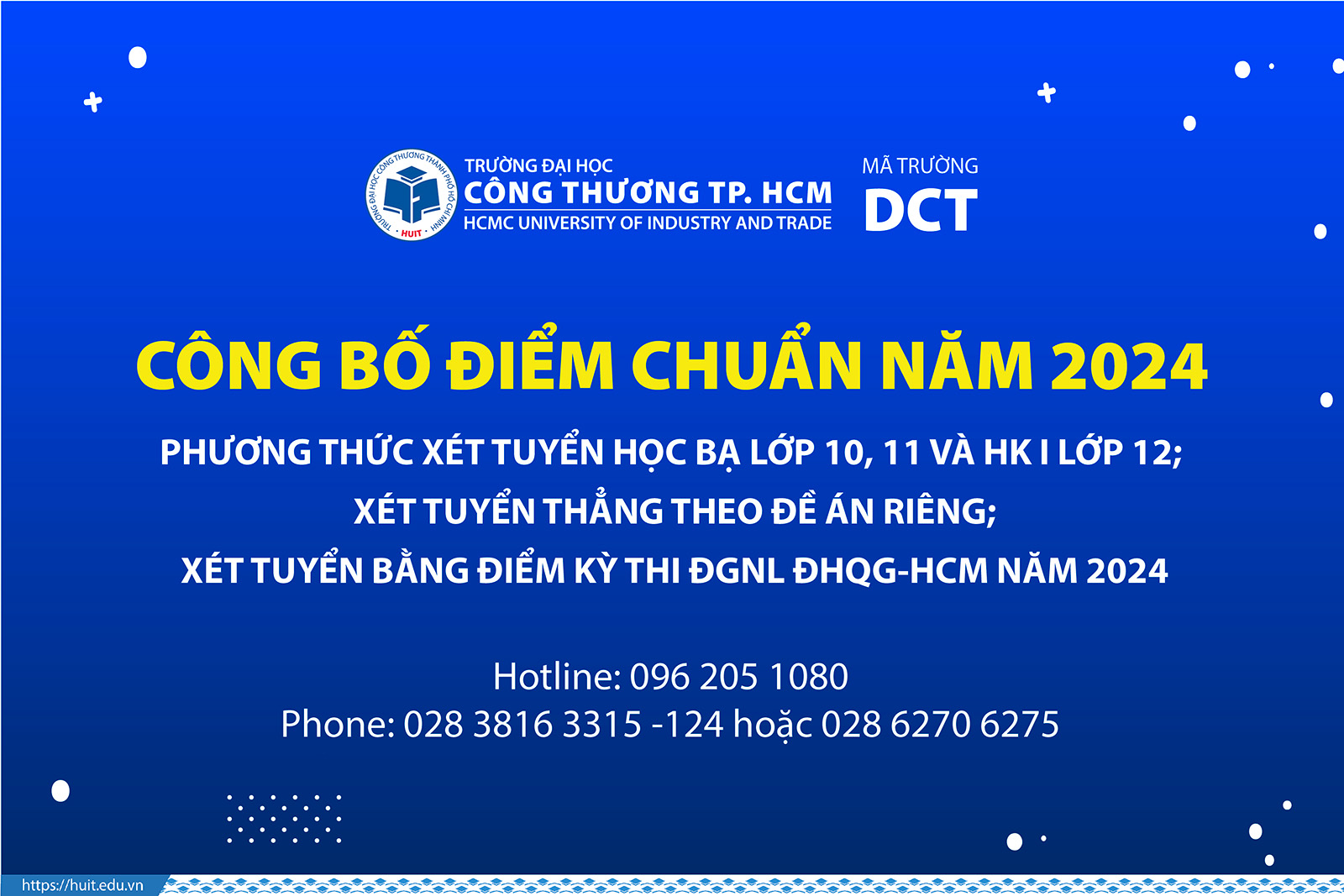 Điểm chuẩn học bạ, Đánh giá năng lực và xét tuyển thẳng của Trường Đại học Công Thương TP.HCM năm 2024