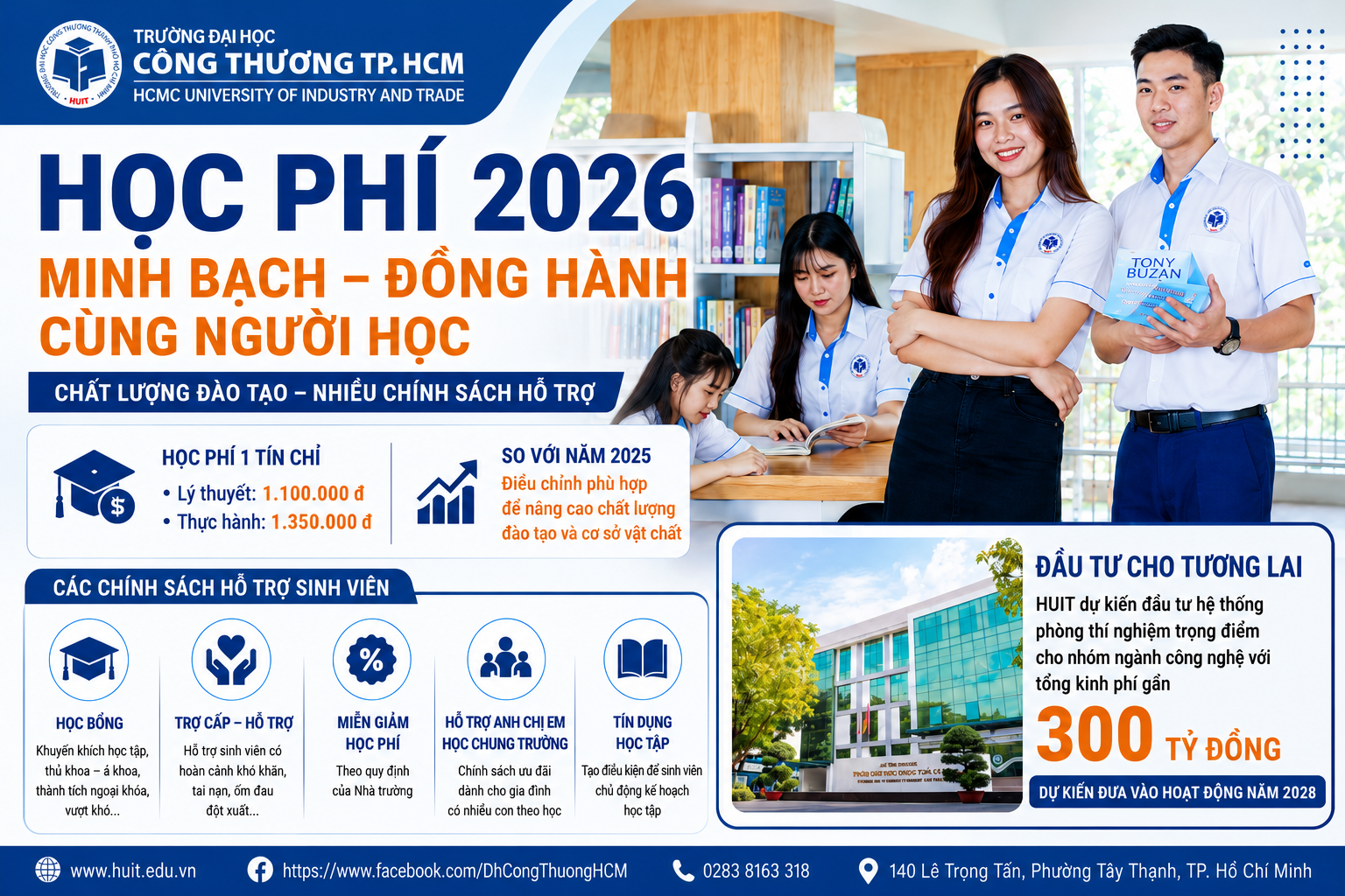 Học phí HUIT năm 2026: Minh bạch thông tin, đồng hành cùng người học