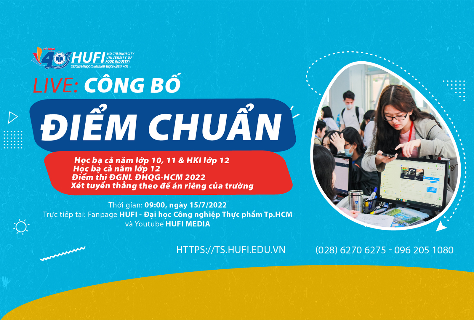 Livestream: Công bố điểm chuẩn năm 2022 của HUFI