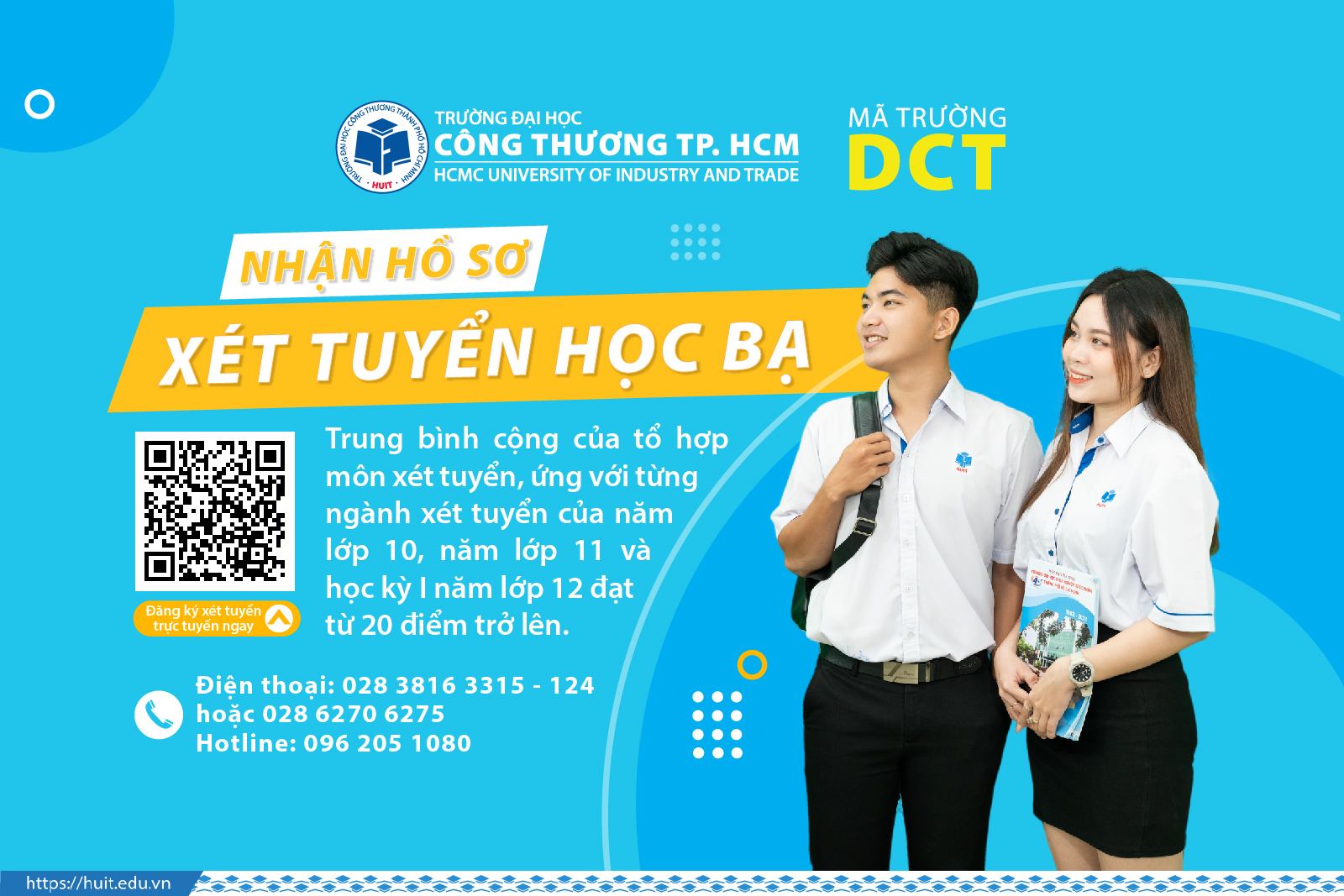 Tuyển sinh 2024: Xét tuyển học bạ - Năm lớp 10, năm lớp 11 và học kỳ I năm lớp 12