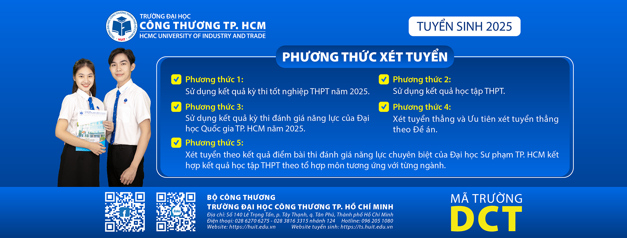 Tuyển sinh 2025: Phương thức và tổ hợp môn xét tuyển đại học vào Trường Đại học Công Thương TP. HCM