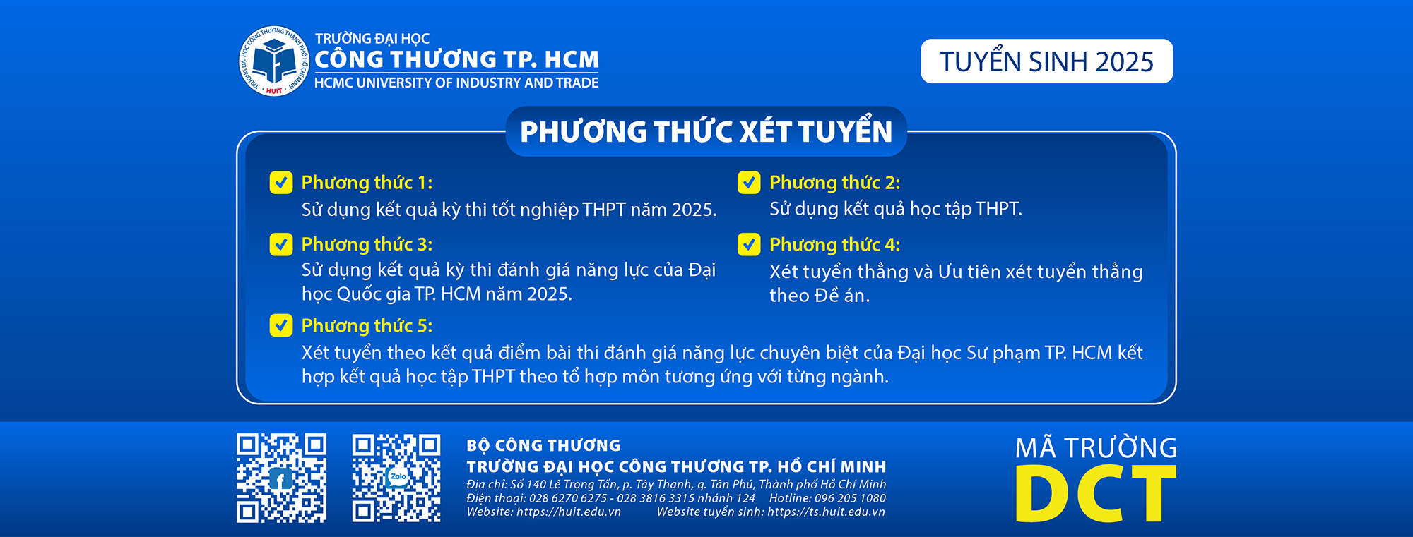 Tuyển sinh 2025: Phương thức và tổ hợp môn xét tuyển đại học vào Trường Đại học Công Thương TP. HCM