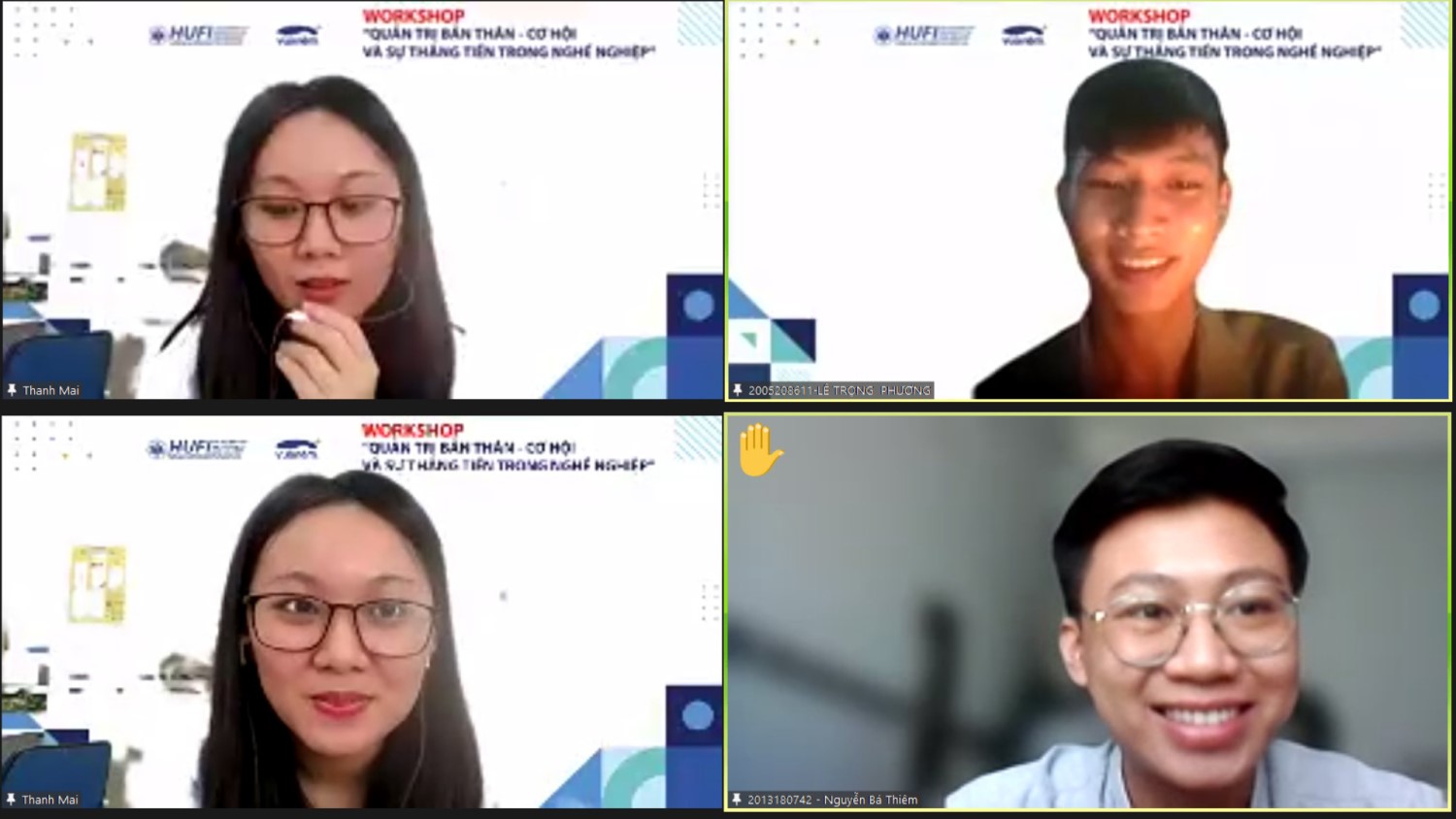Hình ảnh các bạn sinh viên hứng thú, nhận ra tầm quan trọng của việc xây dựng thương hiệu cá nhân là rất cần thiết, hữu ích.